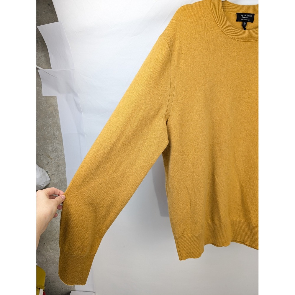 Rag & Bone Mens 100% Cashmere Crewneck Sweater Size XL Gold Quiet Luxury Casual - Picture 3 of 9